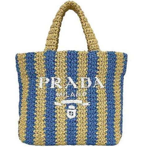 prada 1bg422|Light Blue Small Crochet Tote Bag .